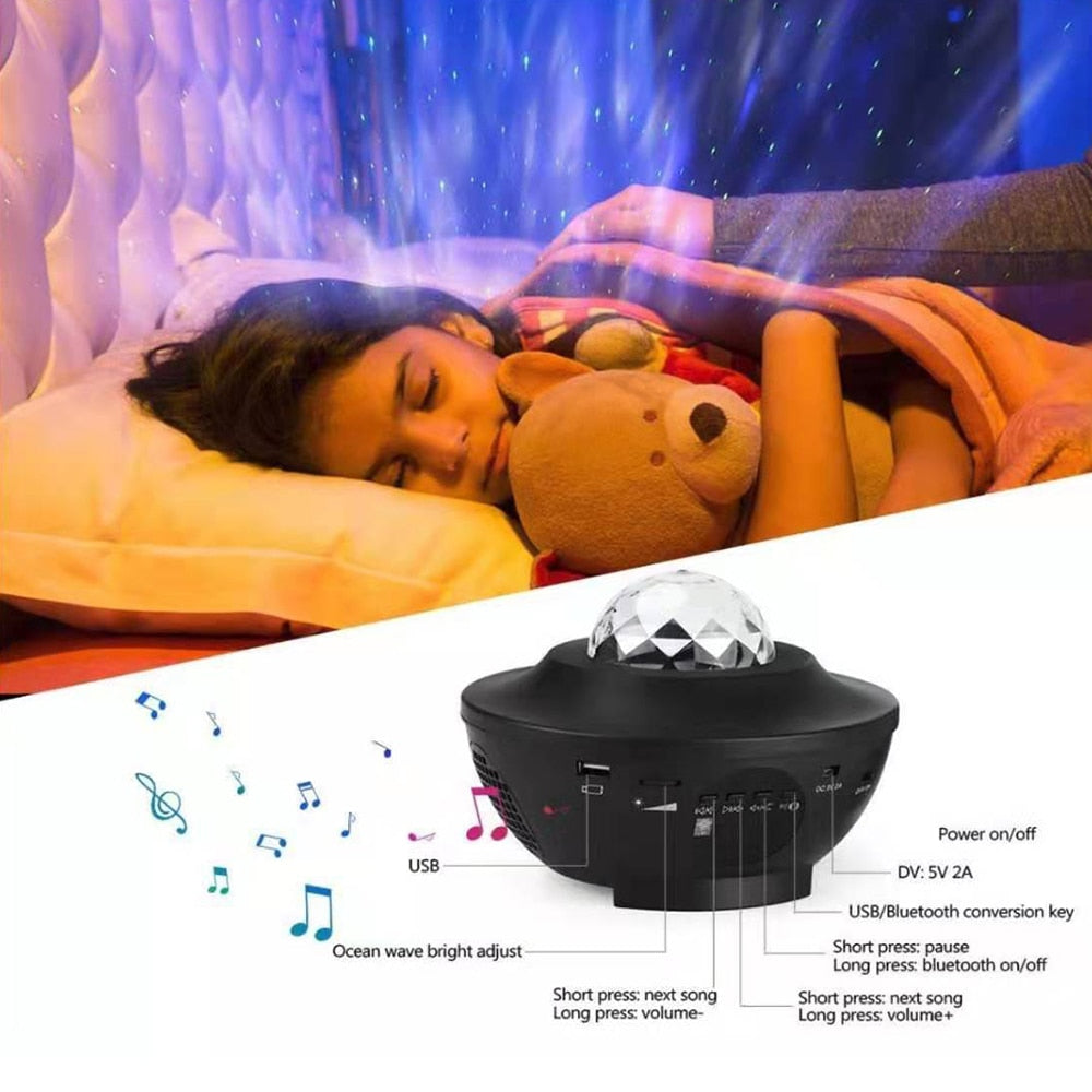 Colorful Galaxy Starry Sky Projector Light USB Blueteeth Voice Control Music Player LED Night Light Romantic Projection Lamp