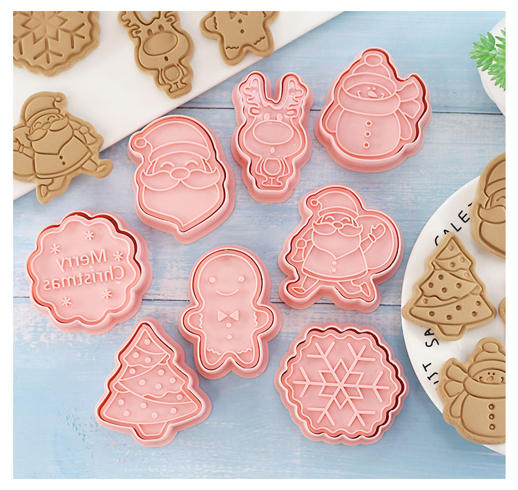 8 Pcs Christmas Cartoon Biscuit Mould Cookie Cutter