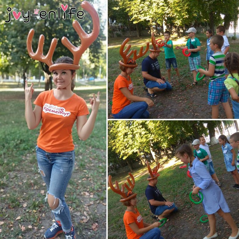 Inflatable Santa Funny Reindeer Antler Hat Ring Toss