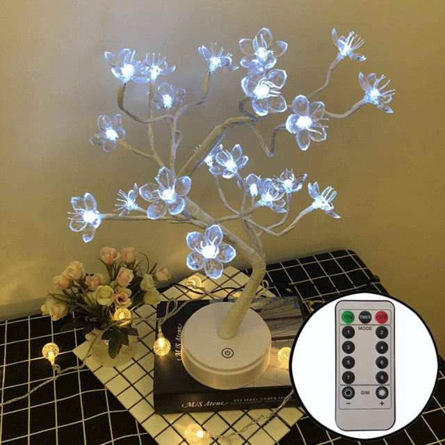 Bonsai Style Night Light Cherry Tree With remote control.