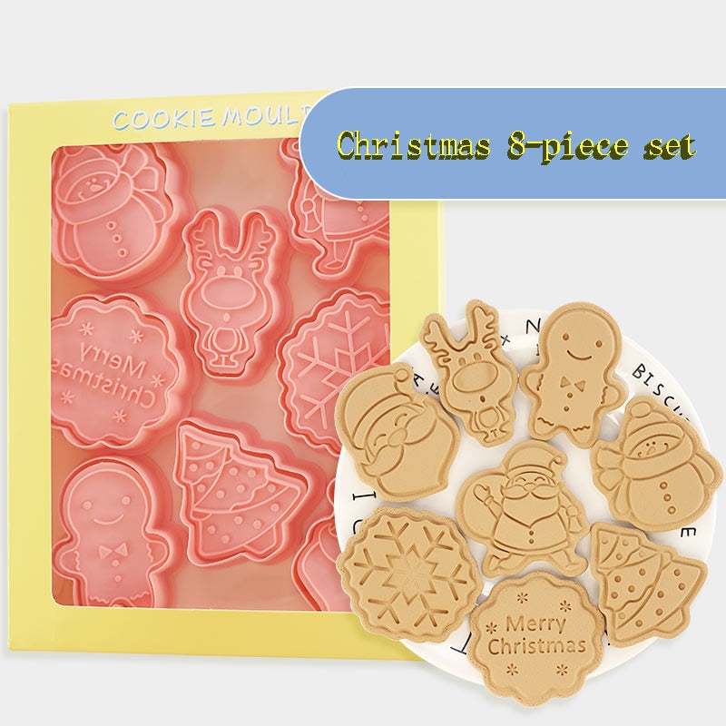 8 Pcs Christmas Cartoon Biscuit Mould Cookie Cutter