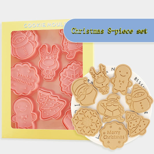 8 Pcs Christmas Cartoon Biscuit Mould Cookie Cutter