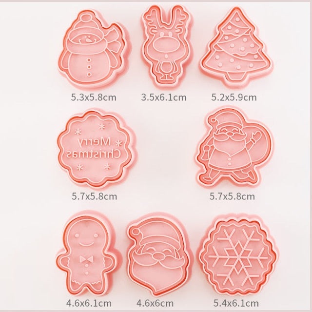 8 Pcs Christmas Cartoon Biscuit Mould Cookie Cutter